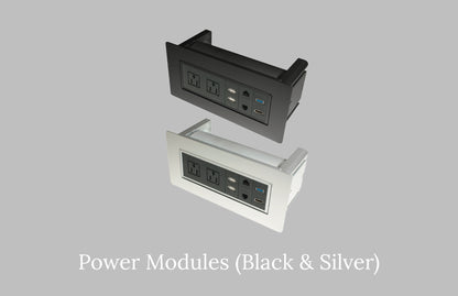Black and Silver Table Power Modules | 12 ft conference table