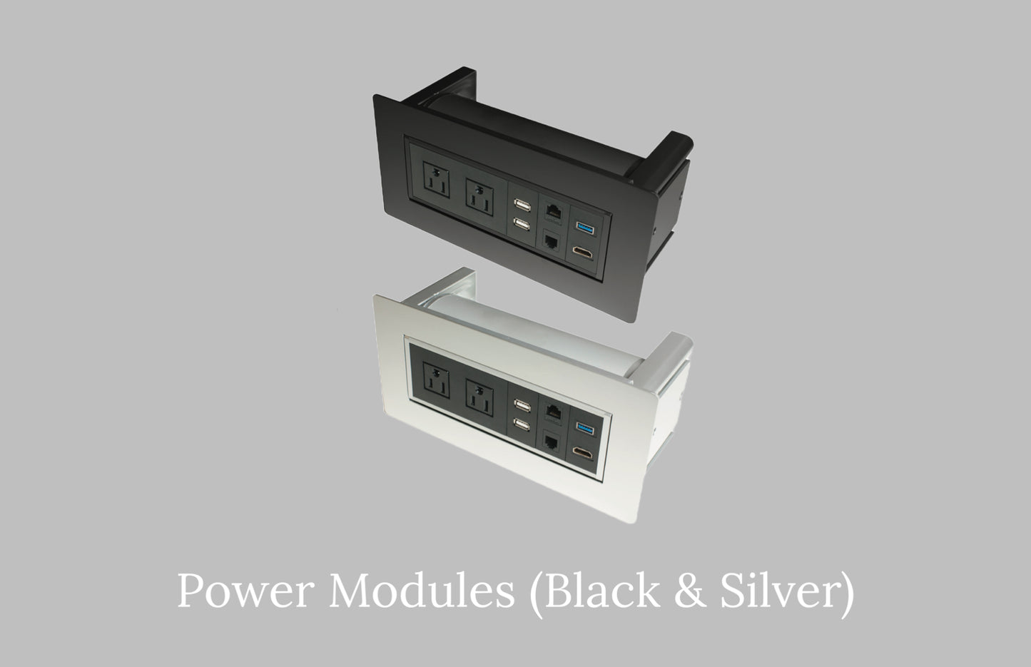 Black and Silver Table Power Modules